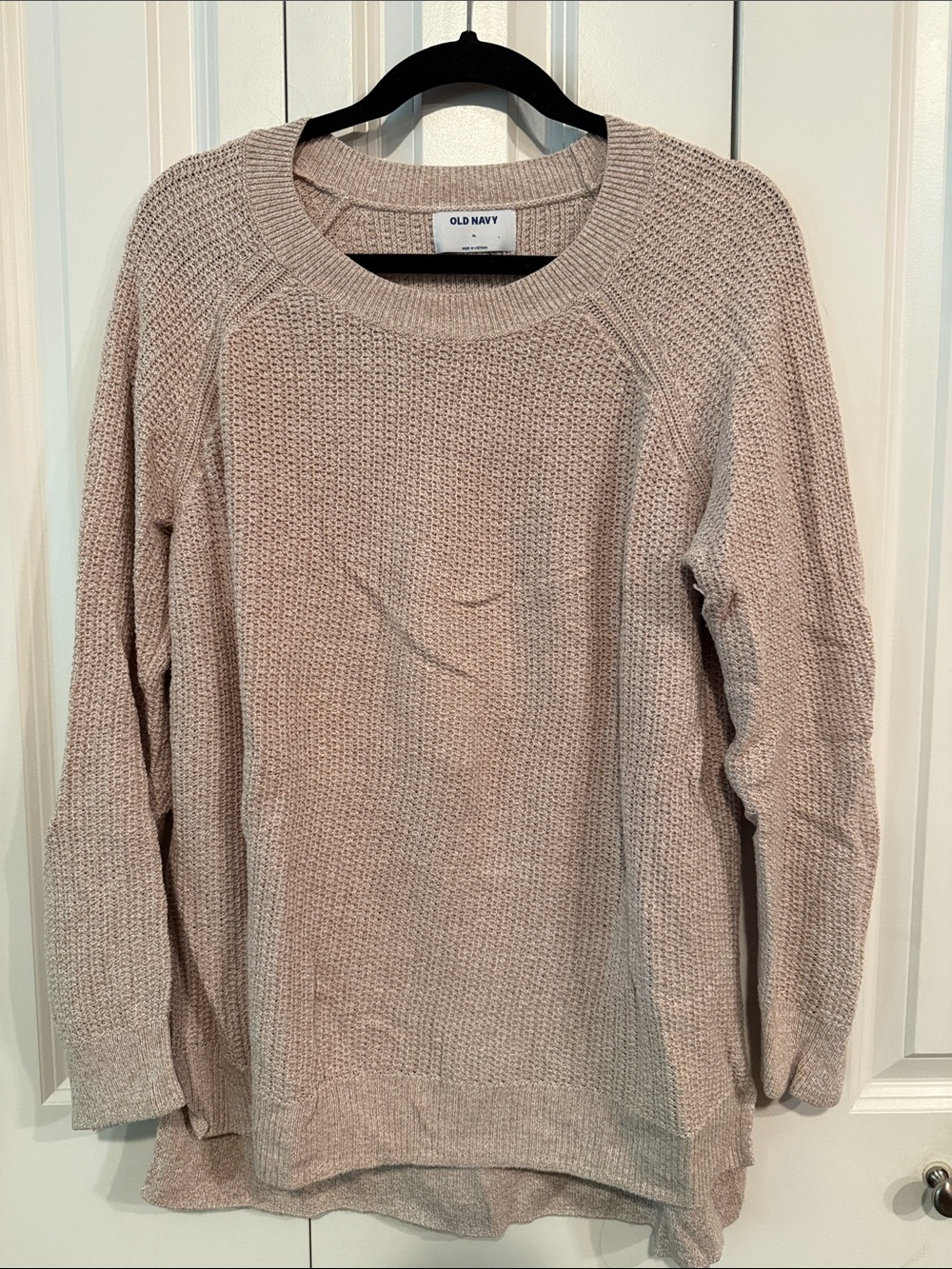 Old Navy Women's Cream Waffle-Knit Crew Sweater